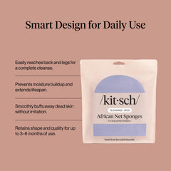 Kitsch éponges africaine utilisée avec gel douche pour une mousse abondante