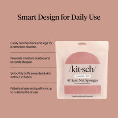 Éponge étirée Kitsch pour atteindre le dos facilement et exfolier tout le corps.