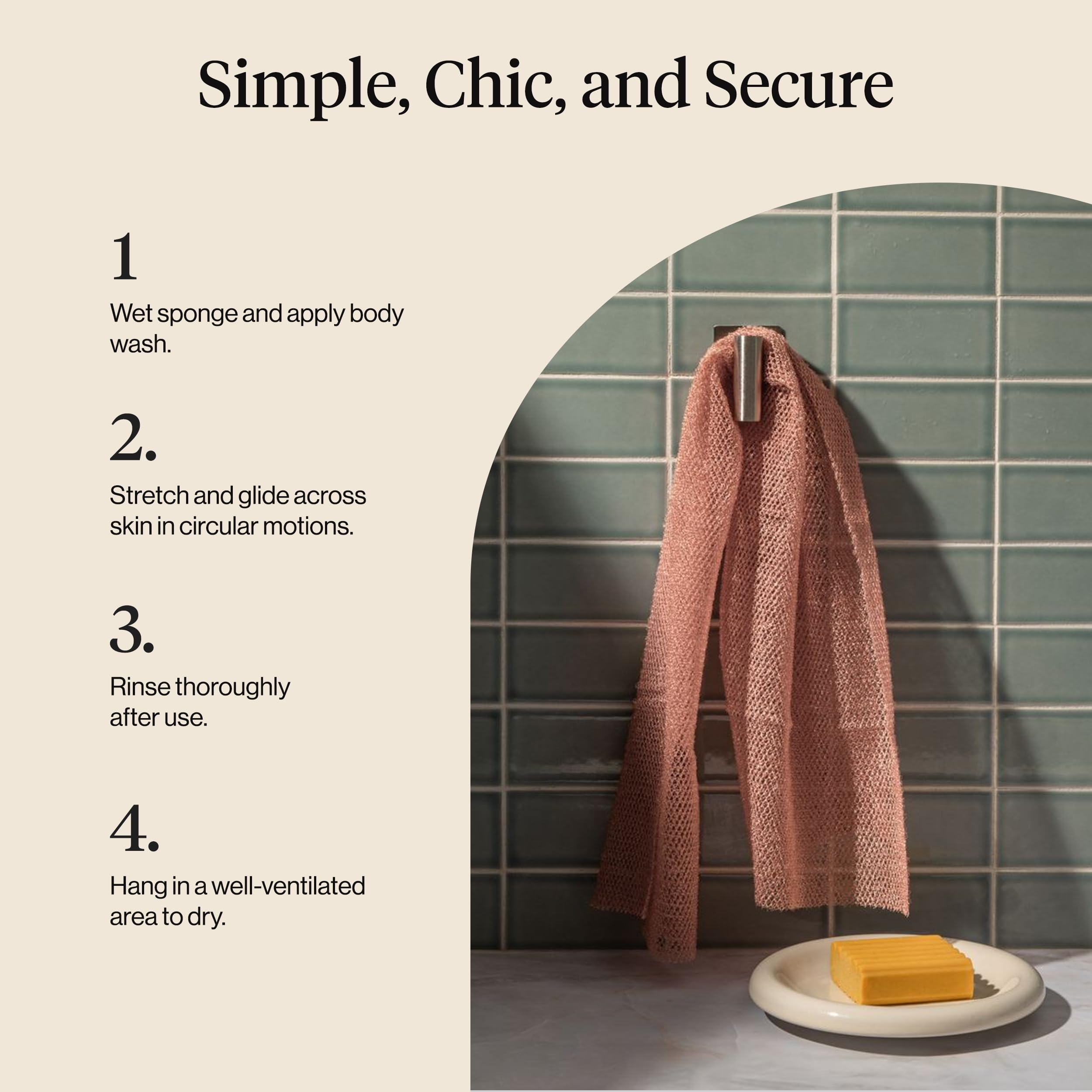 Éponge Kitsch réseau africain – peau douce, accessoire bain durable et hygiénique.