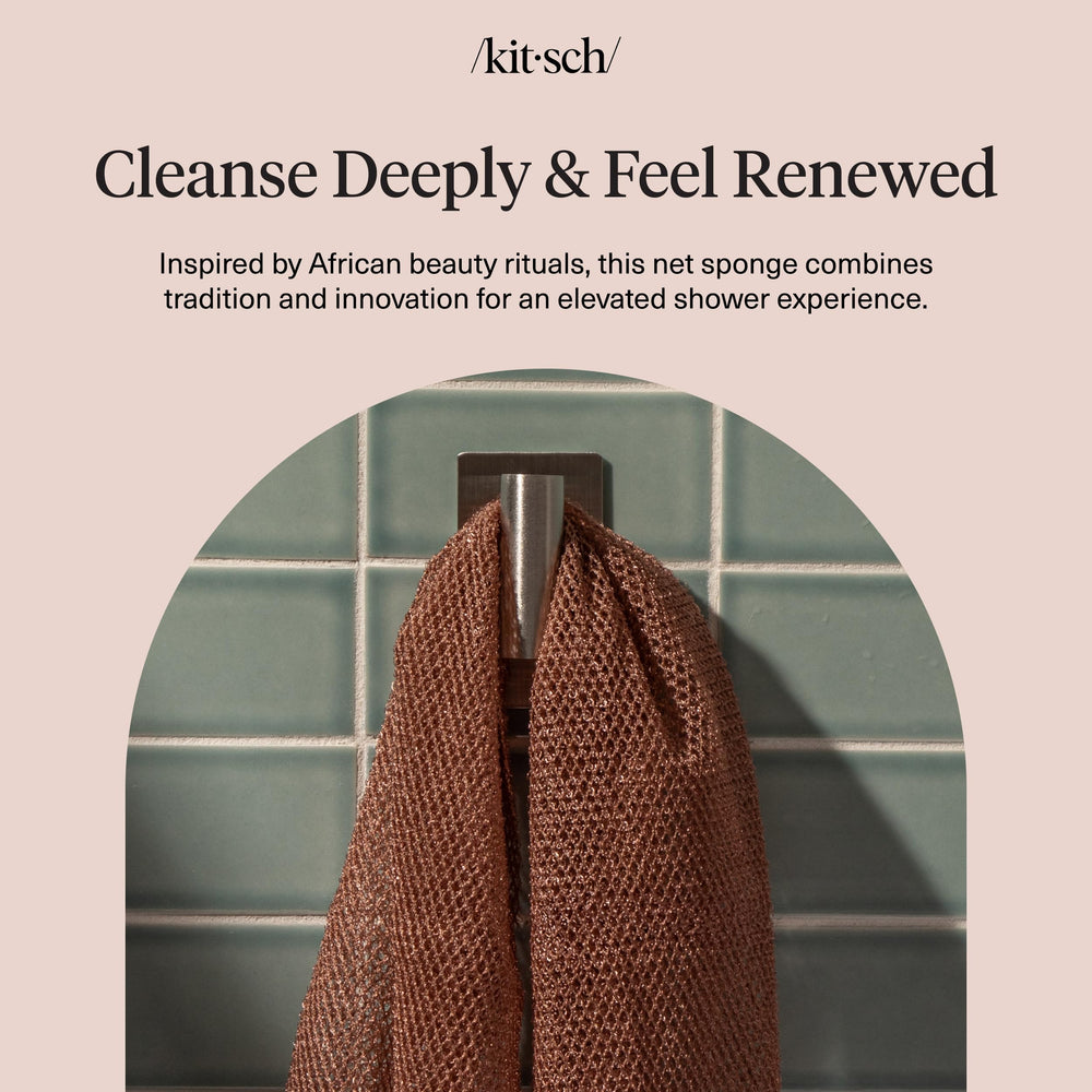 Rituel beauté quotidien avec l’éponge réseau africain Kitsch – nettoyage efficace.