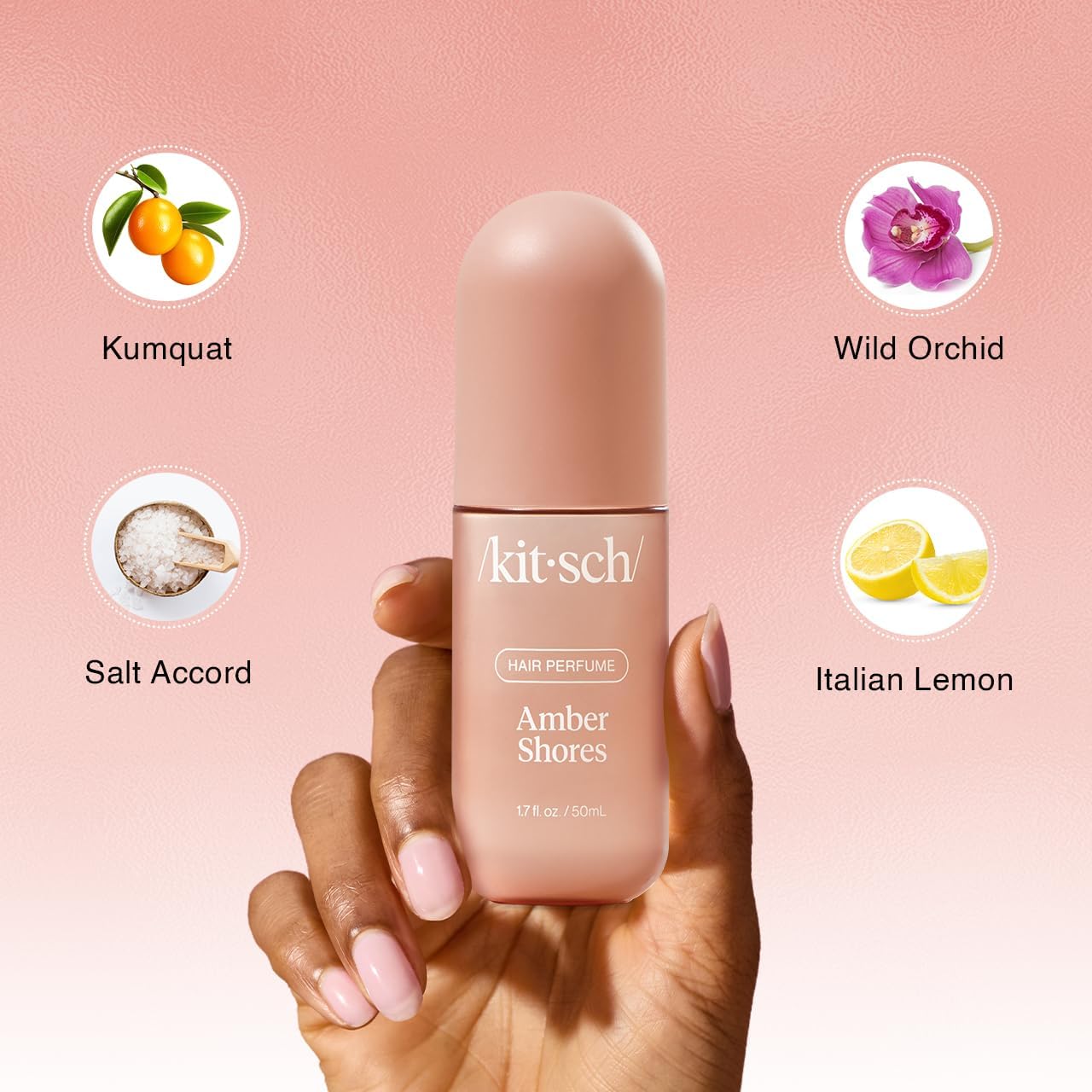 Format 50ml portable, pratique pour les déplacements avec Kitsch Amber Shores.