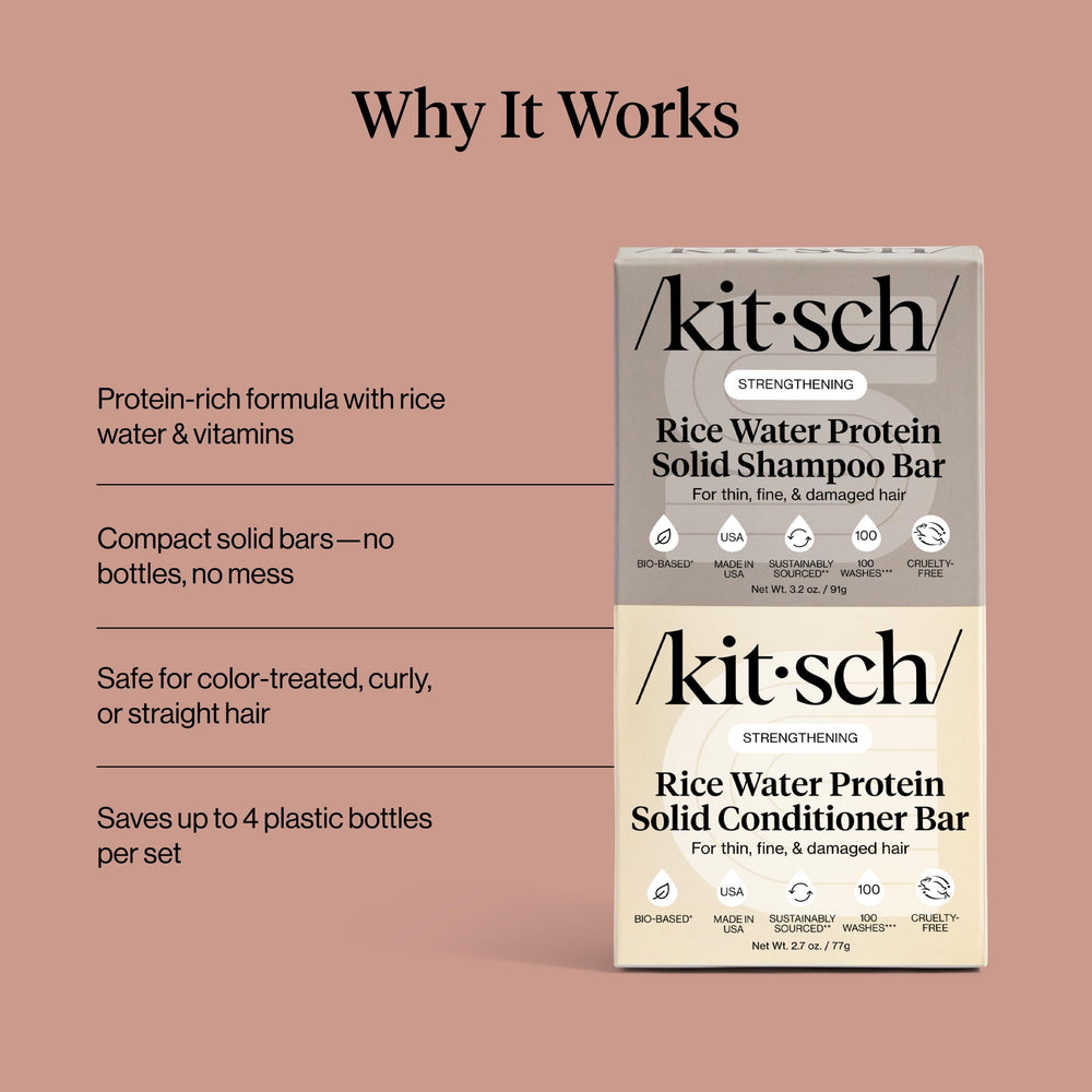 Kitsch formule protéine riz, étiquette détaillant les bénéfices.