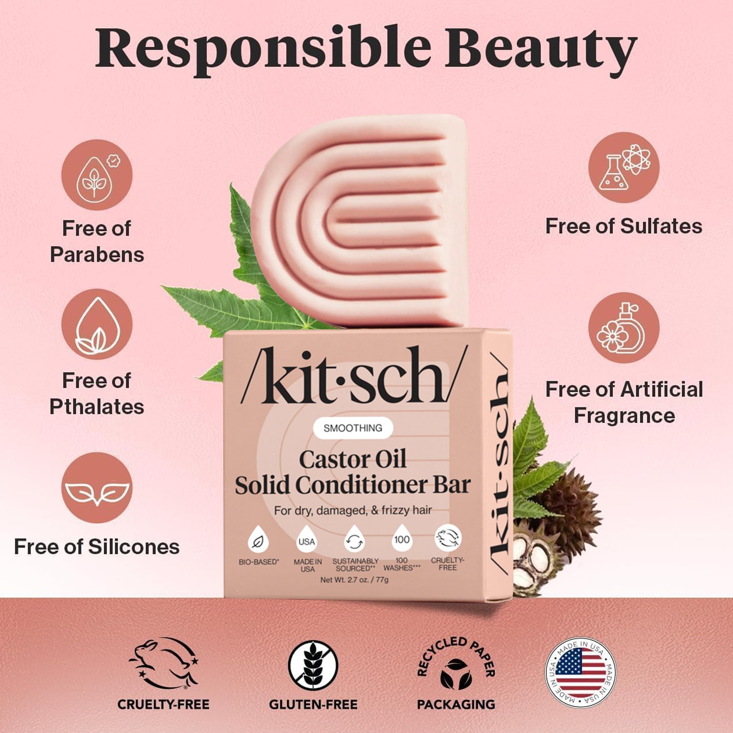 Kitsch formule végane sans sulfates et sans silicone pour couleurs traitées.