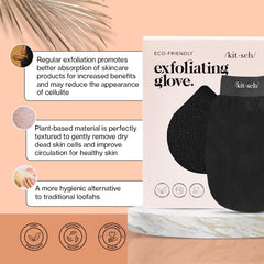 Gant exfoliant Kitsch utilisé sur les jambes et les bras pour une peau plus lisse