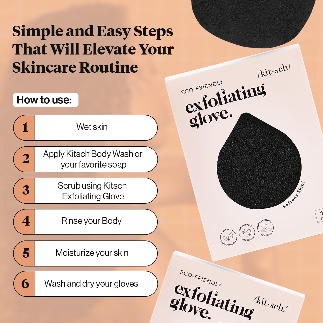 Gant exfoliant Kitsch sous la douche pour un rituel spa à domicile