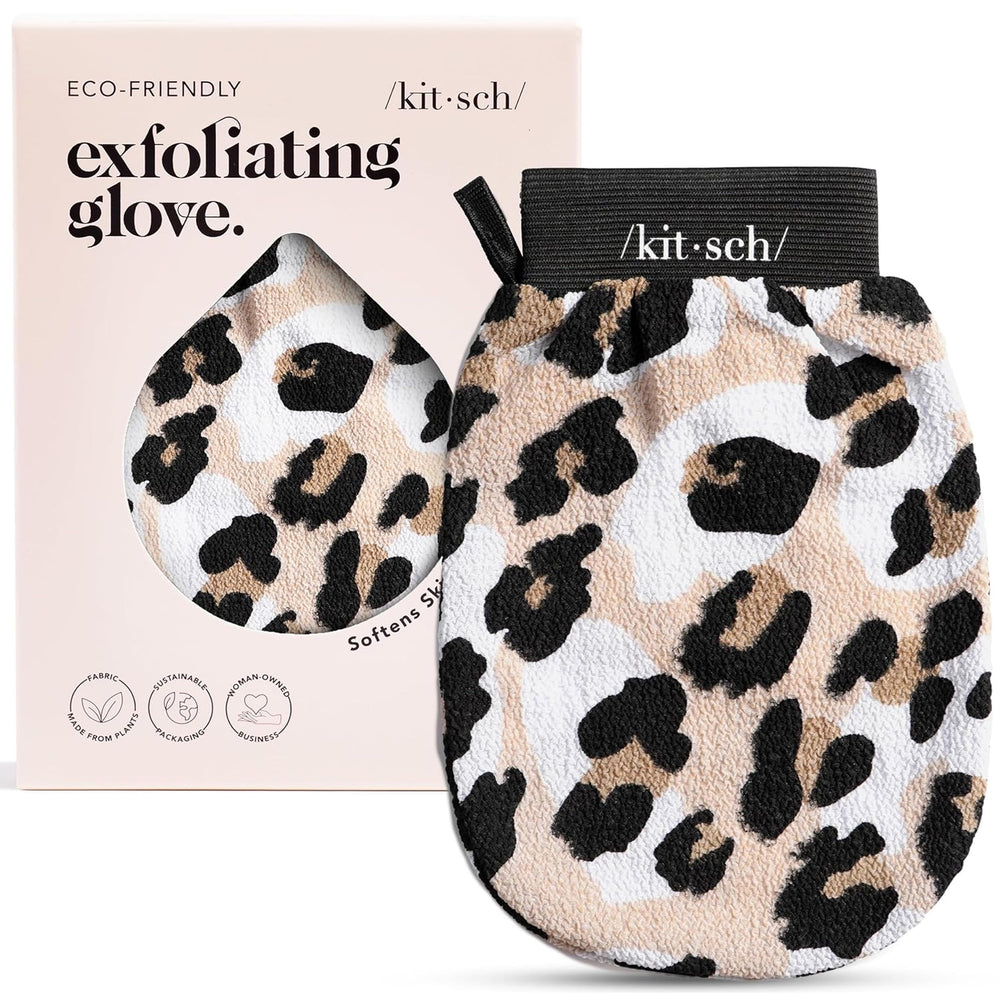 Gant exfoliant Kitsch Léopard prêt pour exfolier le corps en douceur