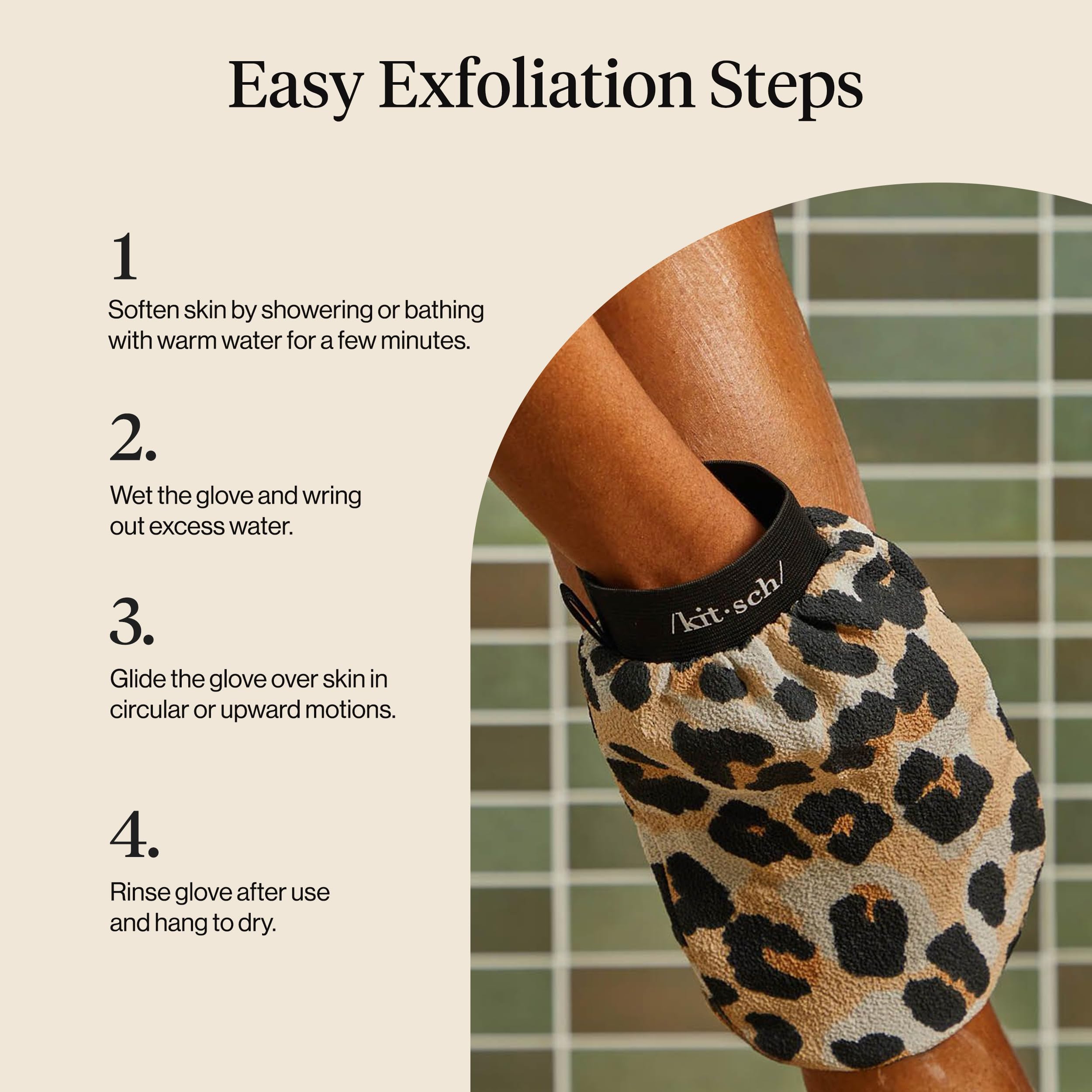 Gant exfoliant Kitsch Léopard durable et réutilisable pour routine beauté