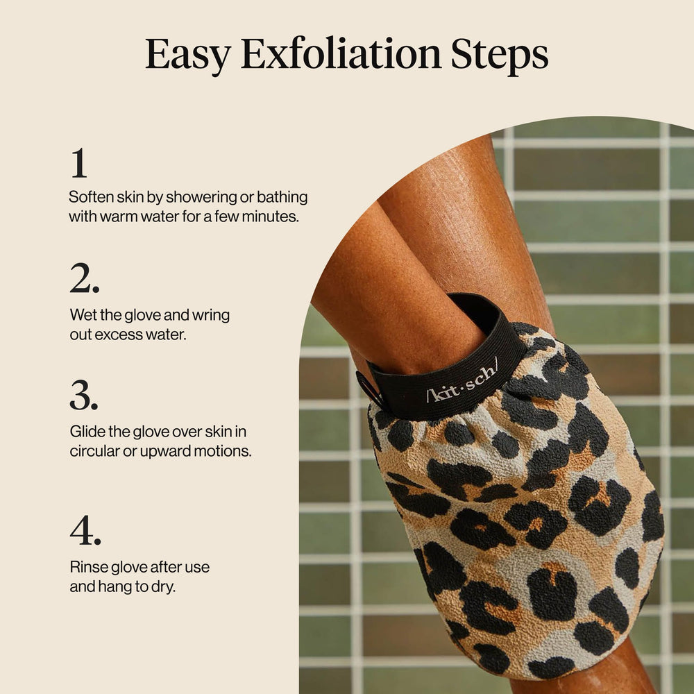 Gant exfoliant Kitsch Léopard durable et réutilisable pour routine beauté