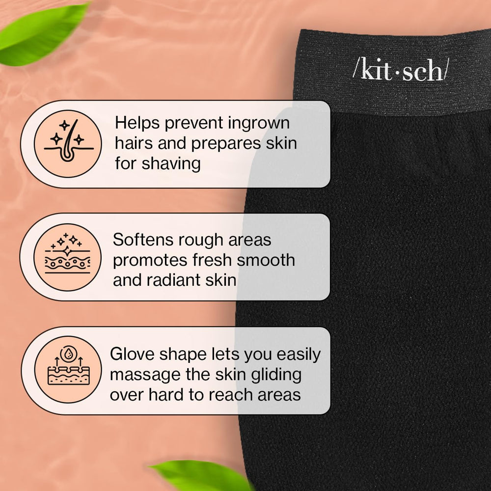 Gant exfoliant Kitsch met en évidence la douceur et l’élimination des peaux mortes