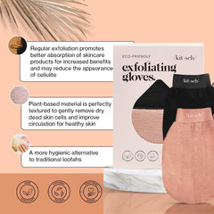 Gants exfoliants Kitsch mains en douche pour éliminer les cellules mortes.