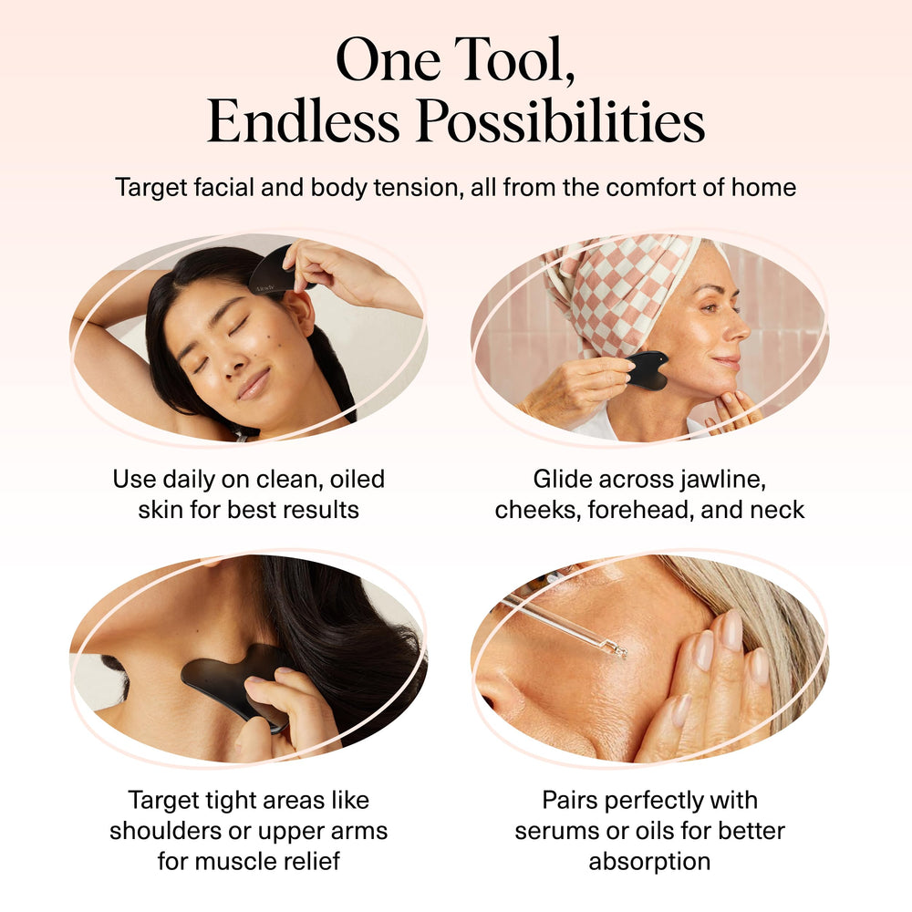 Kitsch gua sha acier, chaleur douce pour relaxation ciblée et confort.
