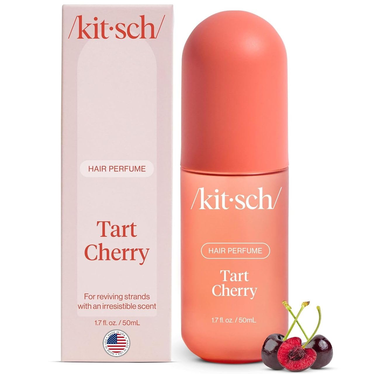 Kitsch parfum pour cheveux Cerise acide, flacon pompe rafraîchit cheveux et corps.