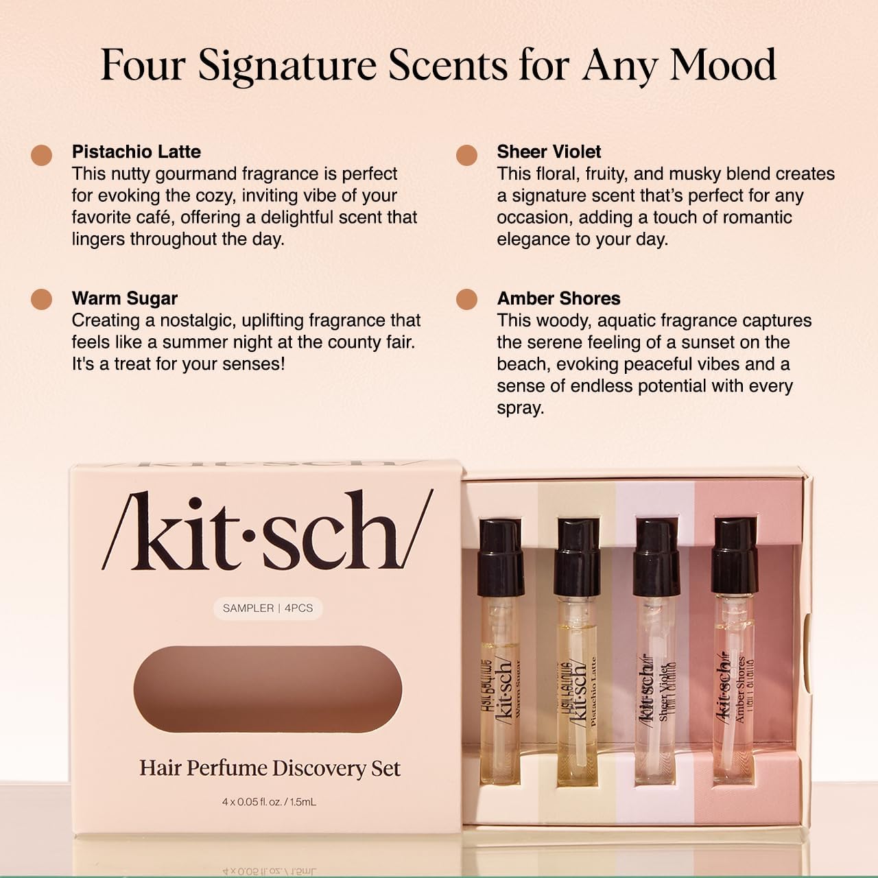 Kitsch Hair Parfum Vagues d'Ambre – chaleur enveloppante et fraîcheur instantanée.