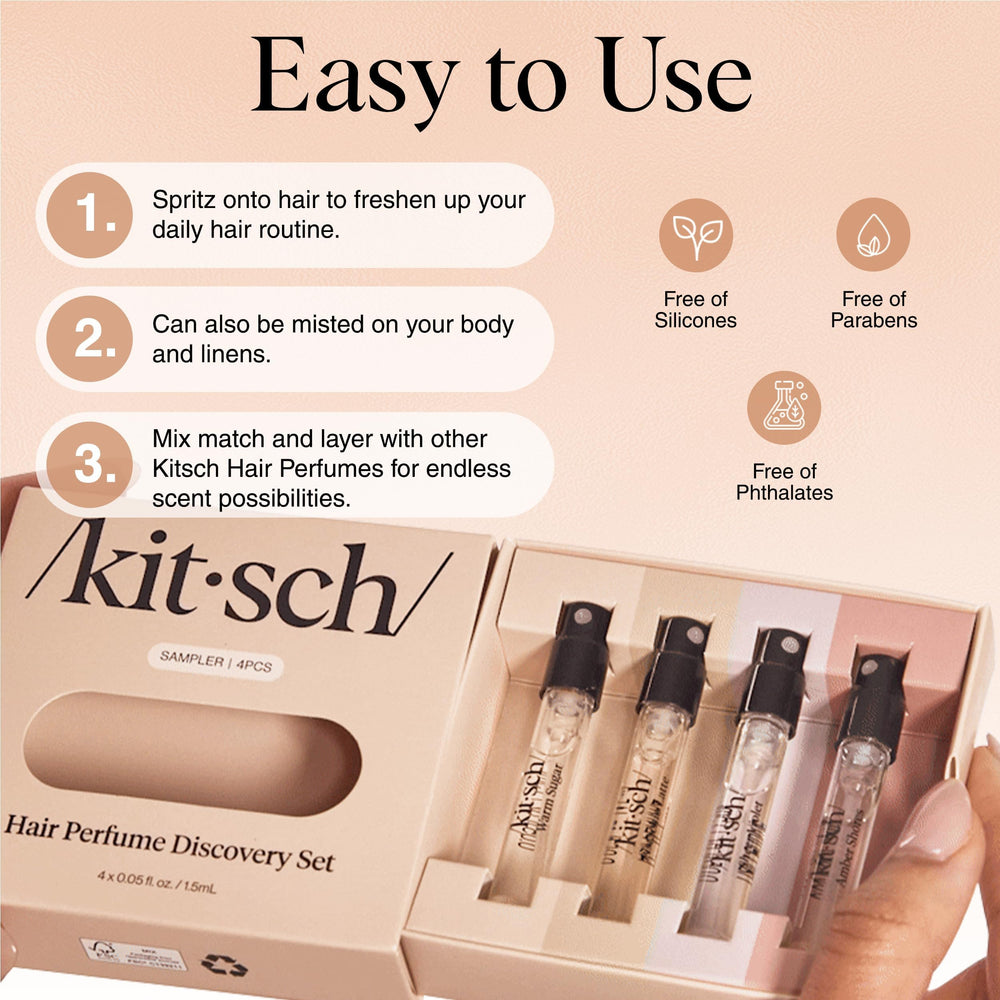 Kitsch Hair Parfum Mini-bouteilles – format voyage pratique pour tester plusieurs senteurs.