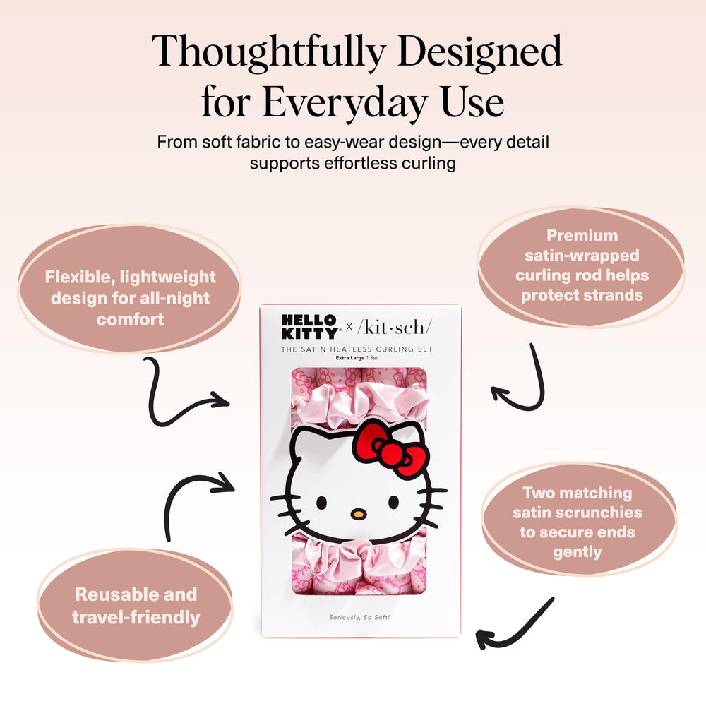 Ensemble satin sans chaleur Hello Kitty x Kitsch pour une routine nocturne pratique