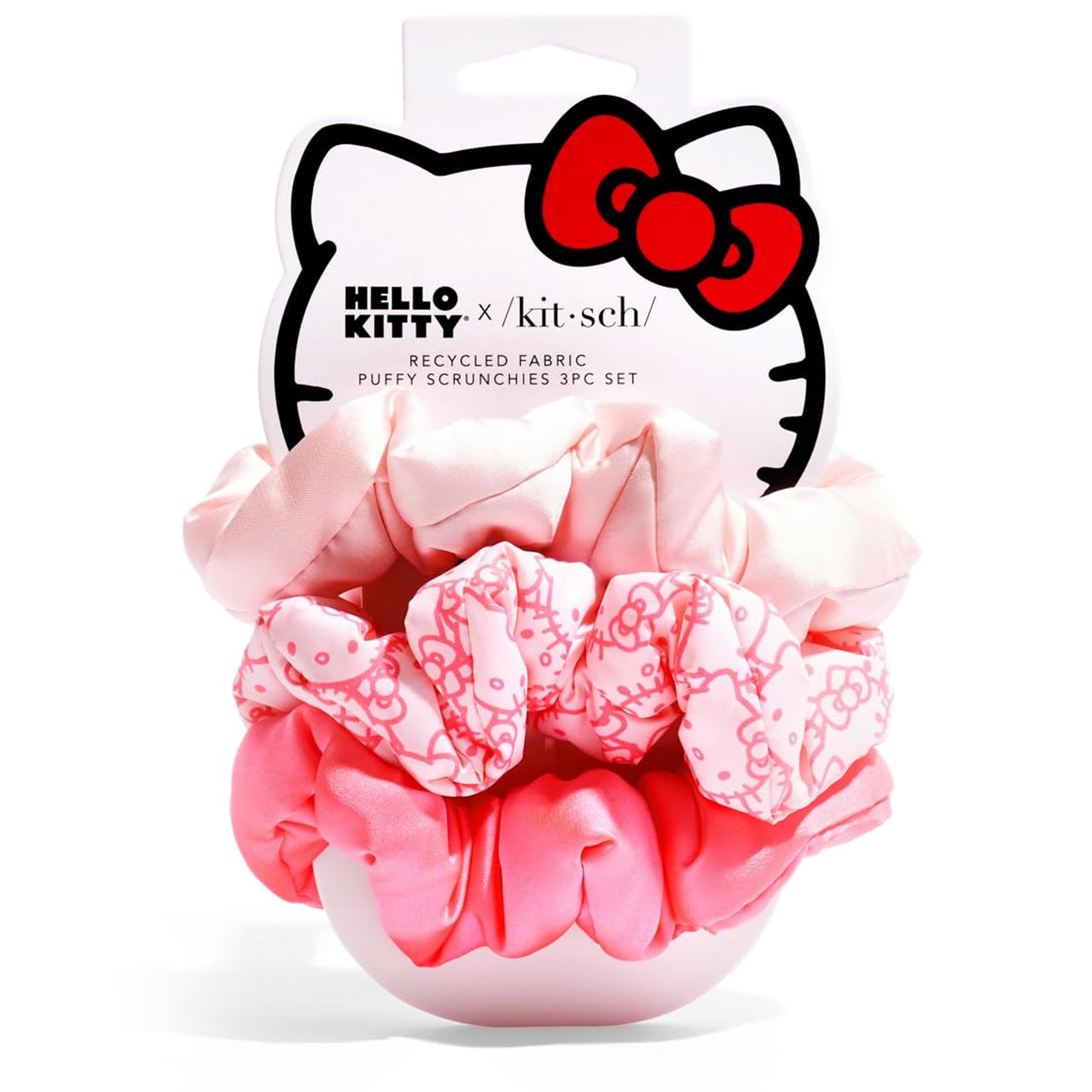 Scrunchies Hello Kitty x Kitsch imprimé rose offrant maintien doux pour cheveux.