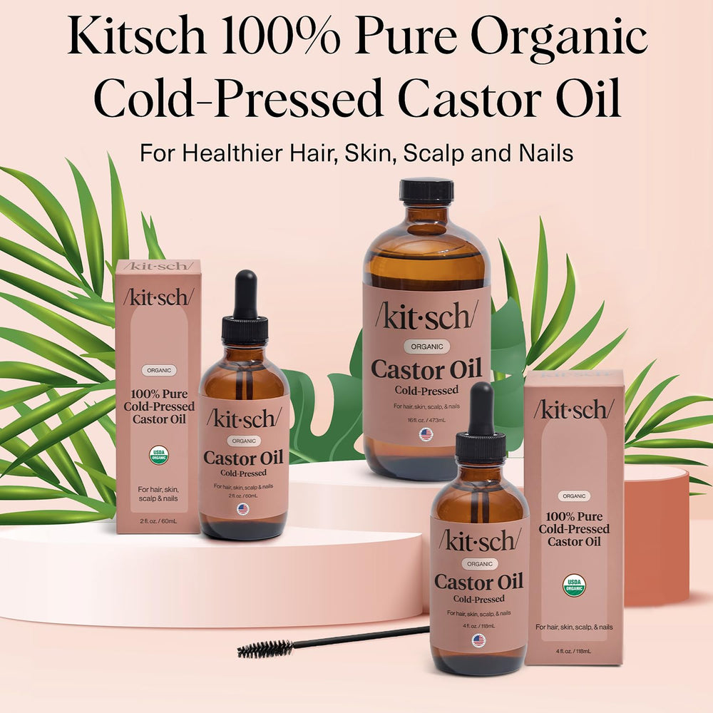 Kitsch huile de ricin biologique — emballage en verre durable et pratique.