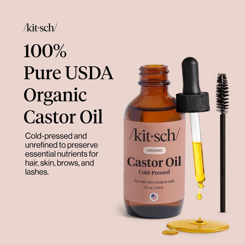 Kitsch huile de ricin biologique — pipette prête à l'application ciblée des cils et sourcils.
