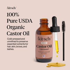 Kitsch huile de ricin biologique — pipette prête à l'application ciblée des cils et sourcils.