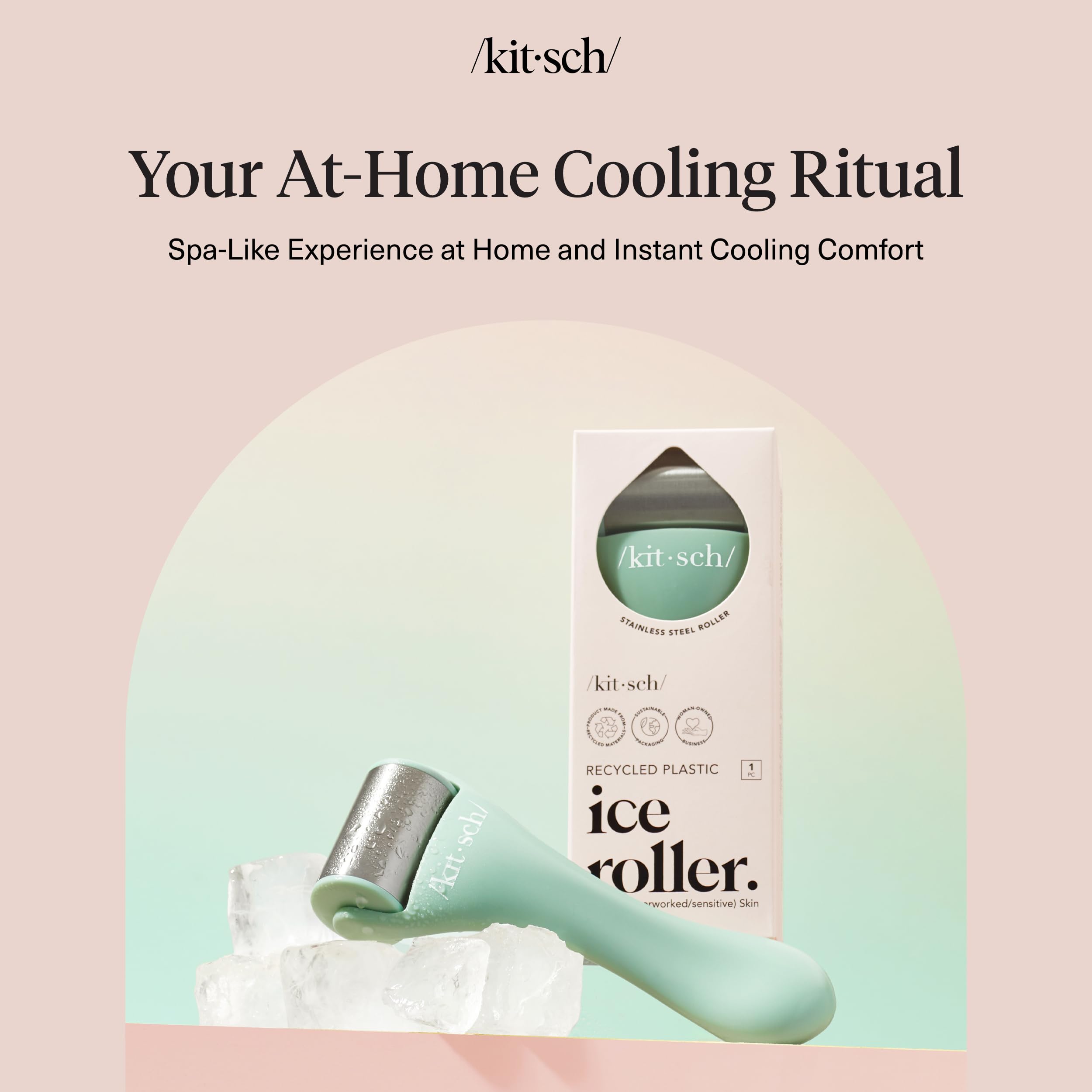 Kitsch Ice Roller bien-etre inox – expérience rafraîchissante et détente faciale.