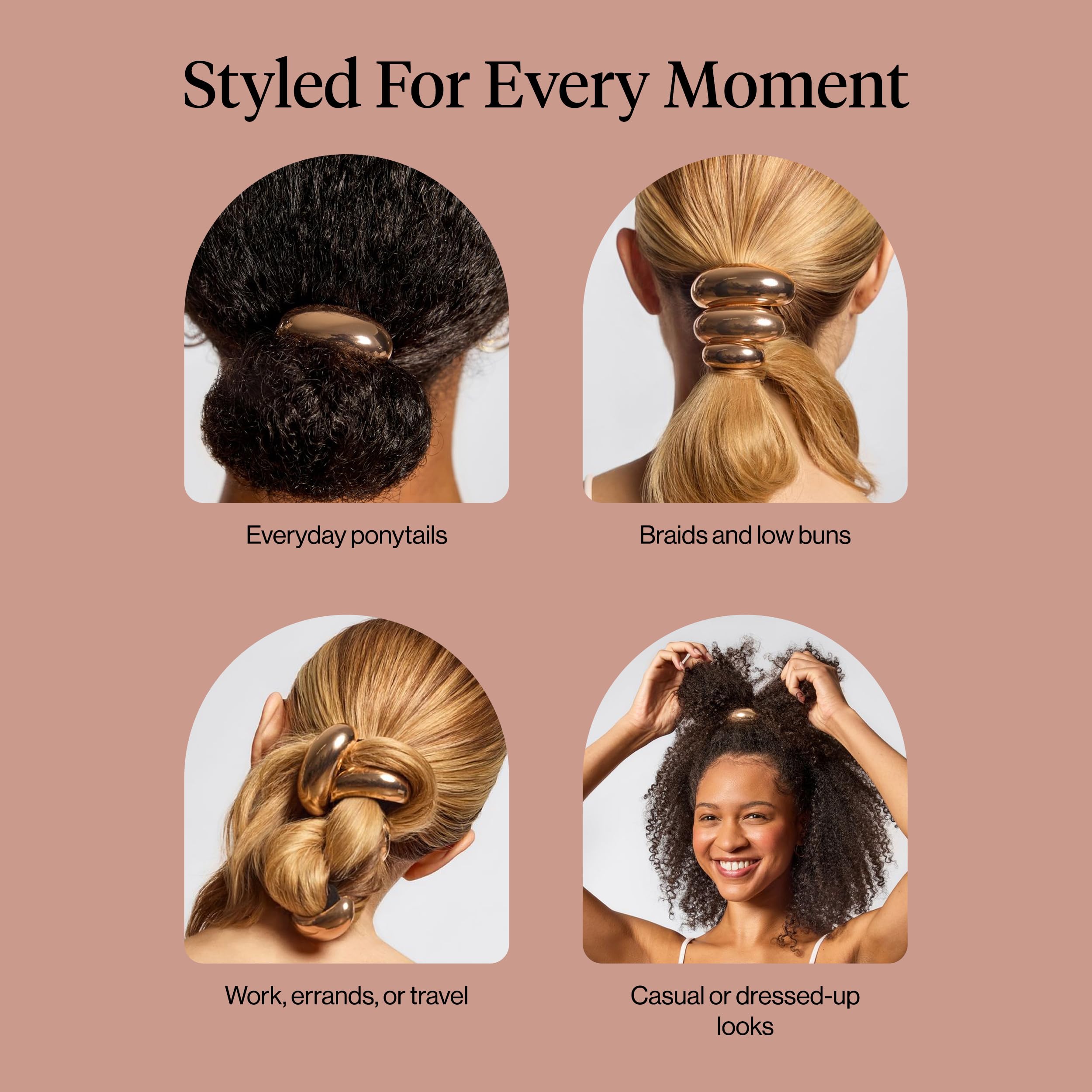 Kitsch jonc-cheveux doré métal, peut s’associer avec d’autres accessoires.