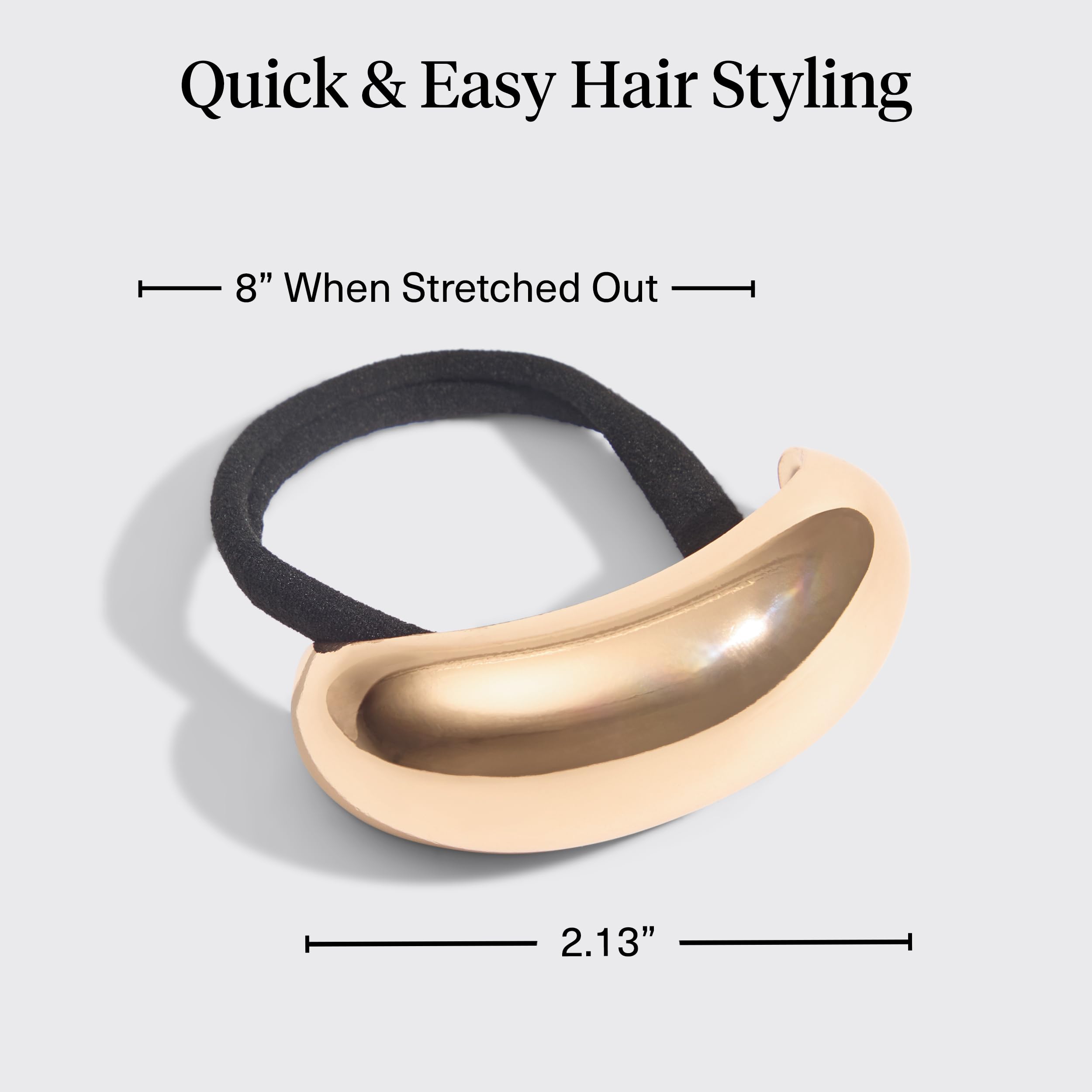Kitsch jonc-cheveux doré métal, gros plan sur le mécanisme intégré.