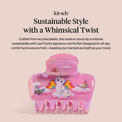 Clip Lisa Frank x Kitsch Angel Kitty, couleur vive, accessoire mode qui égaye la tenue.