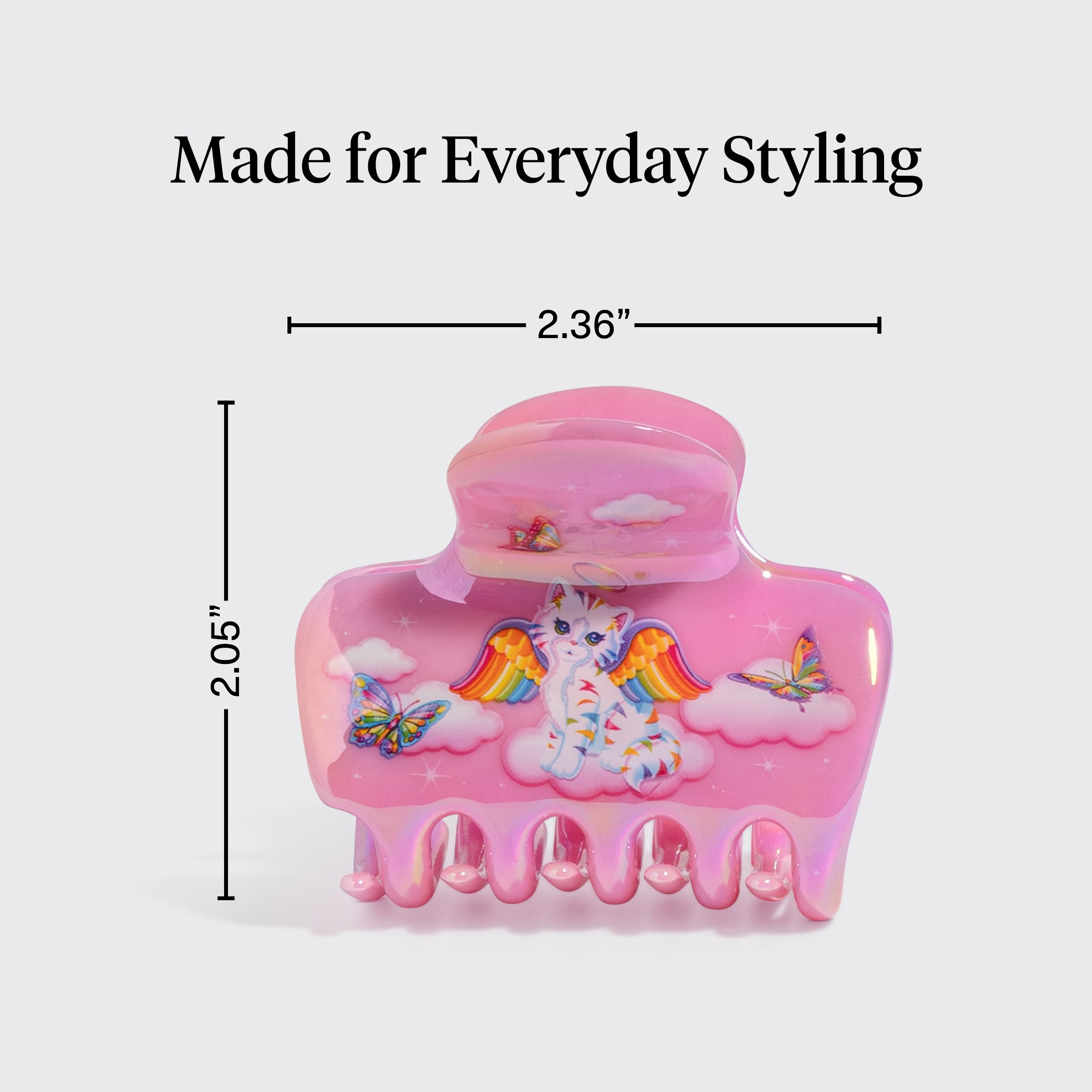 Clip Lisa Frank x Kitsch Angel Kitty, demi-queue facile, maintien sûr sans tiraillement.
