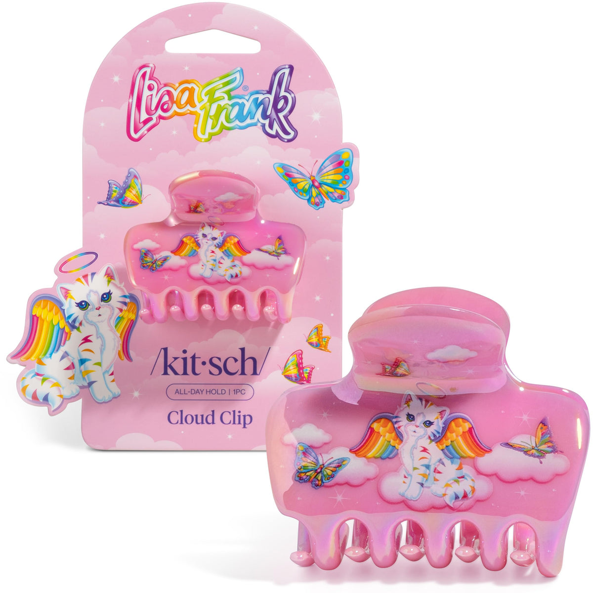 Clip Lisa Frank x Kitsch Angel Kitty, motif nuage, maintien confortable pour demi-queue.