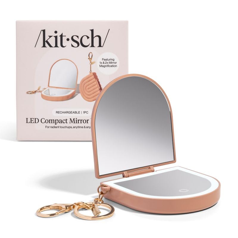 Miroir Kitsch compact sur porte-clef lumineux pour retouches rapides