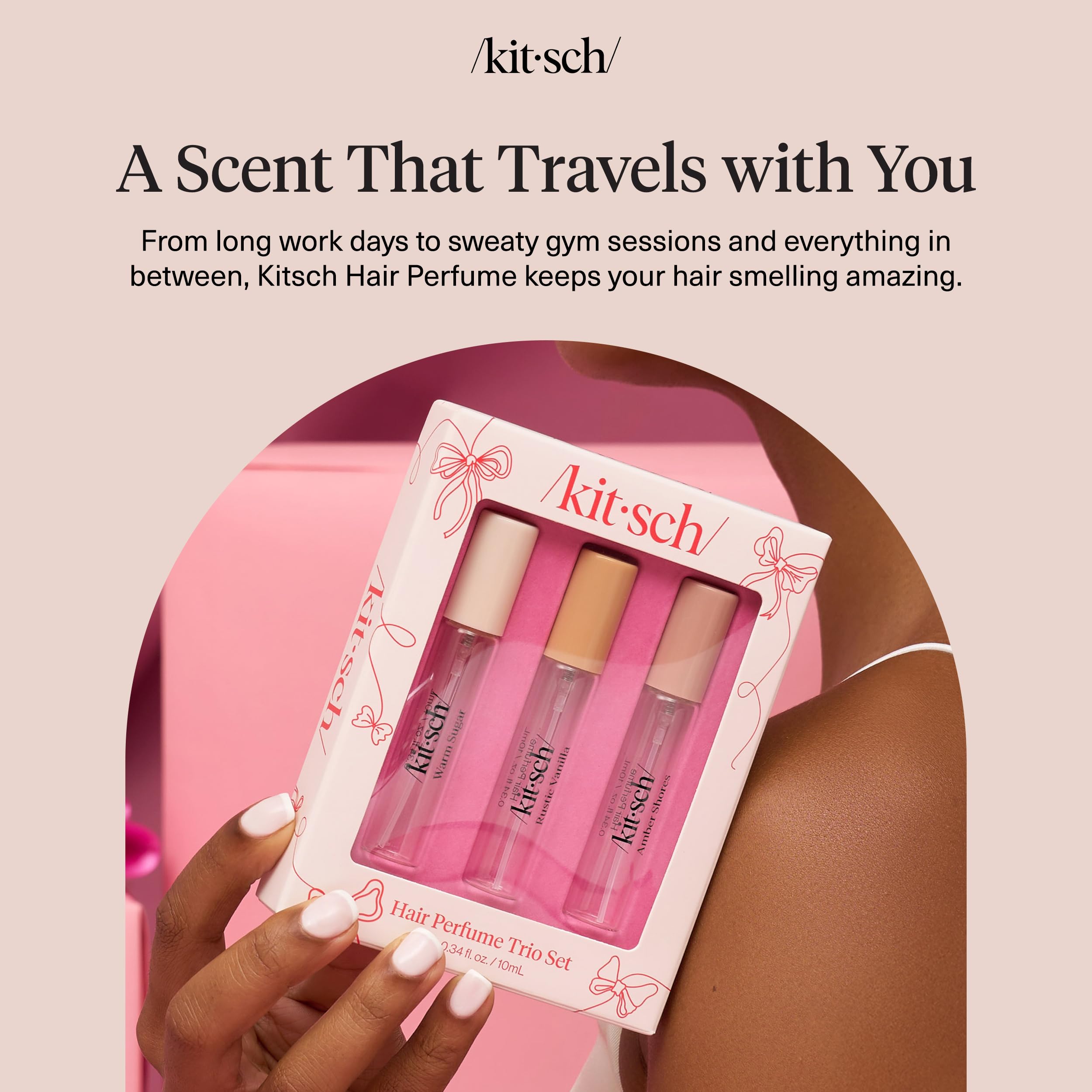 Kitsch Packaging Display showcasing the three mini bottles