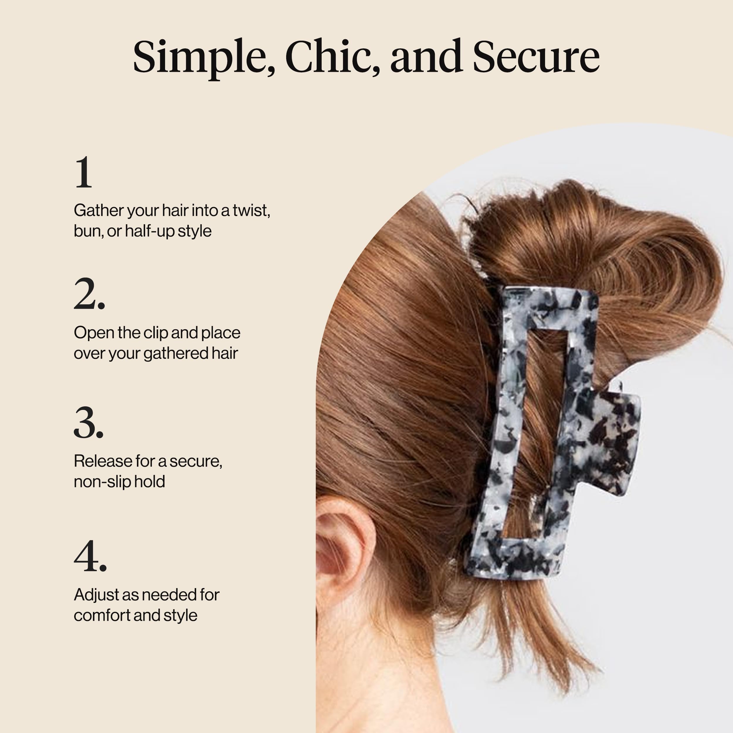 Kitsch pince-cheveux jumbo pour cheveux fins, fixation douce.