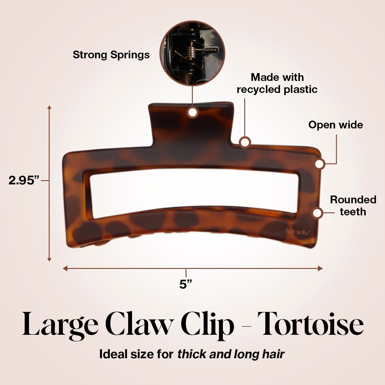 Pinces à cheveux Kitsch grande tortue, pratique pour cheveux volumineux.