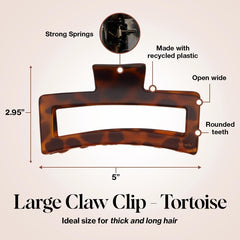 Pinces à cheveux Kitsch grande tortue, pratique pour cheveux volumineux.