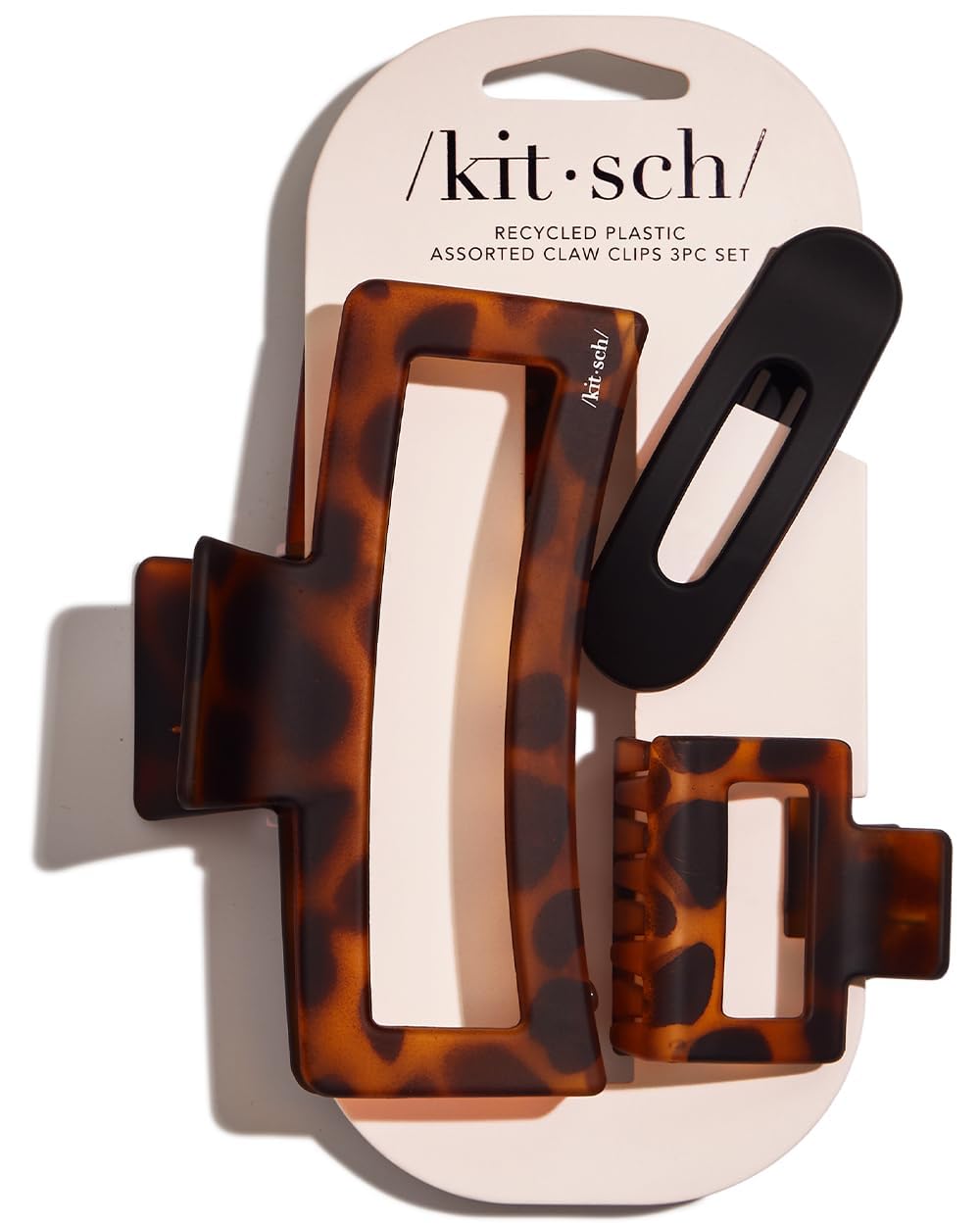 Pinces à cheveux Kitsch ouvertes noir tortue, maintien solide pour cheveux épais.