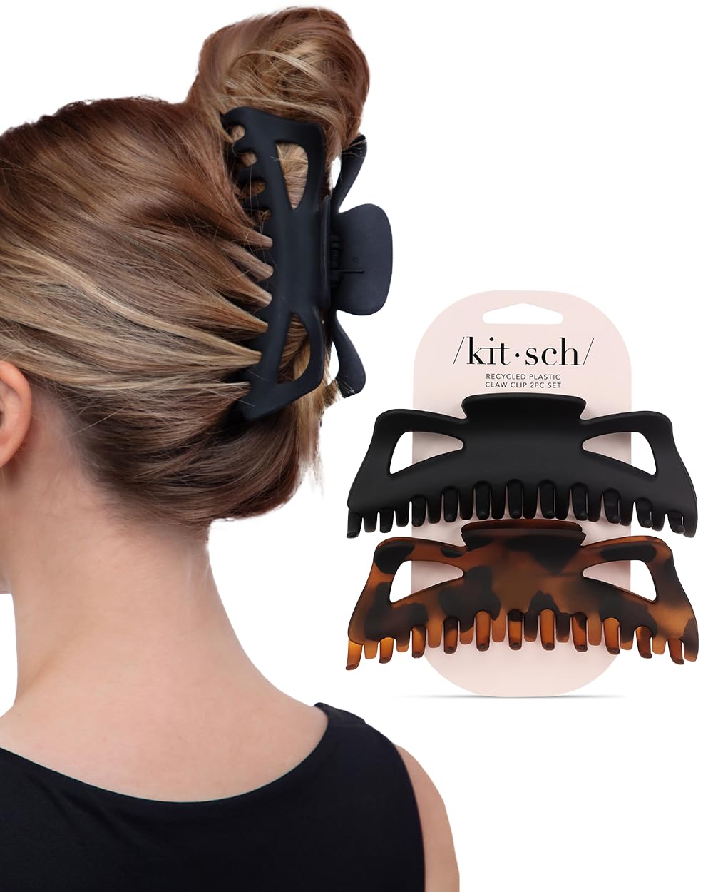 Pinces Kitsch noires: tenue fiable pour cheveux épais toute la journée.