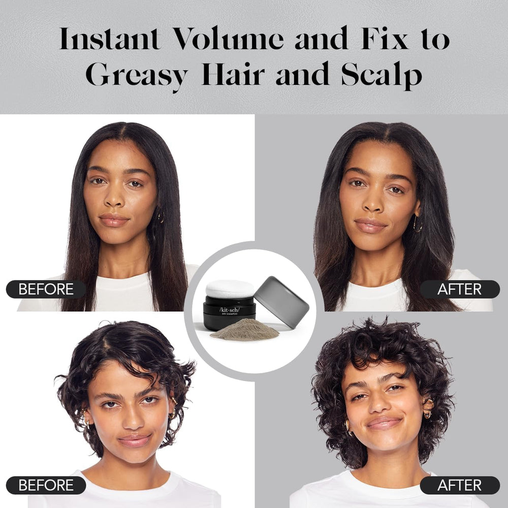 Kitsch poudre sèche cheveux sans parfum pour tous les types de cheveux.