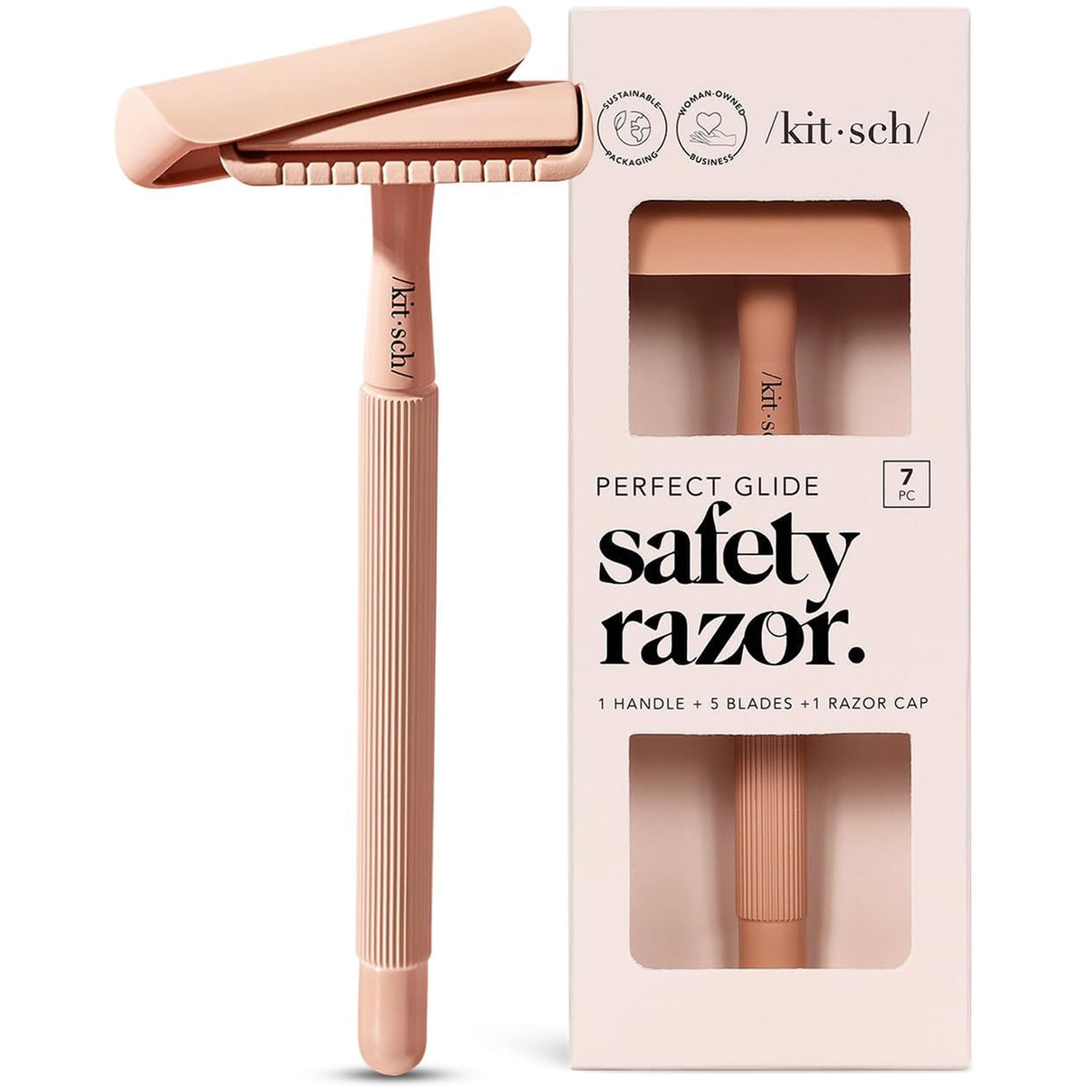 Rasoir Kitsch à double tranchage avec long manche métallique pour glisse précise
