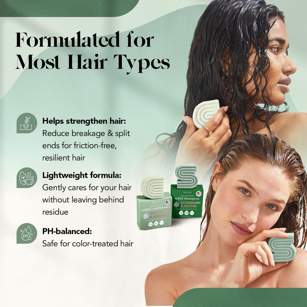 Kitsch Après-shampoing-barre avec antioxydants et biotine pour cheveux délicats