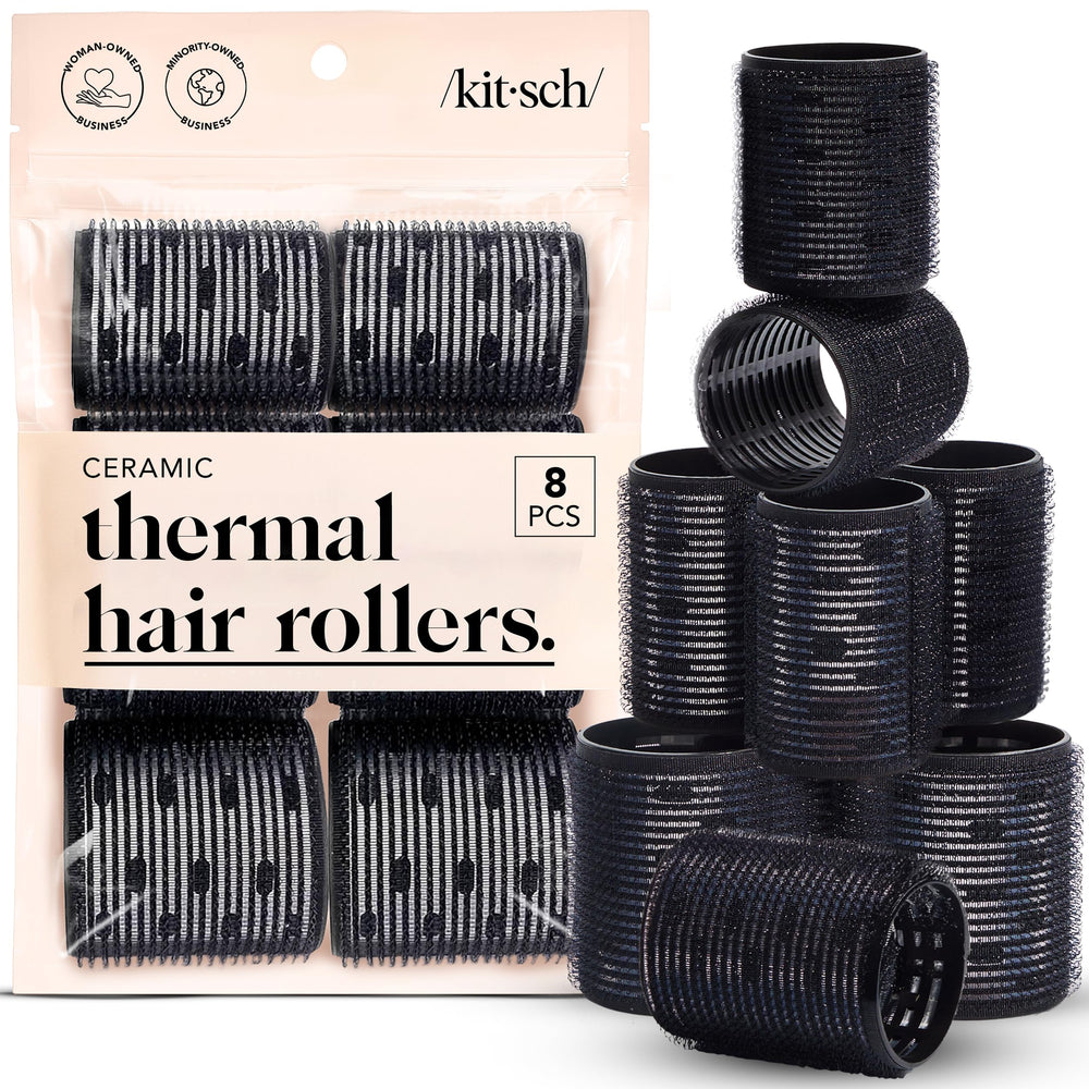 Kitsch rouleaux thermiques ceramique noir ensemble 8 pièces pour volume durable sans chaleur.