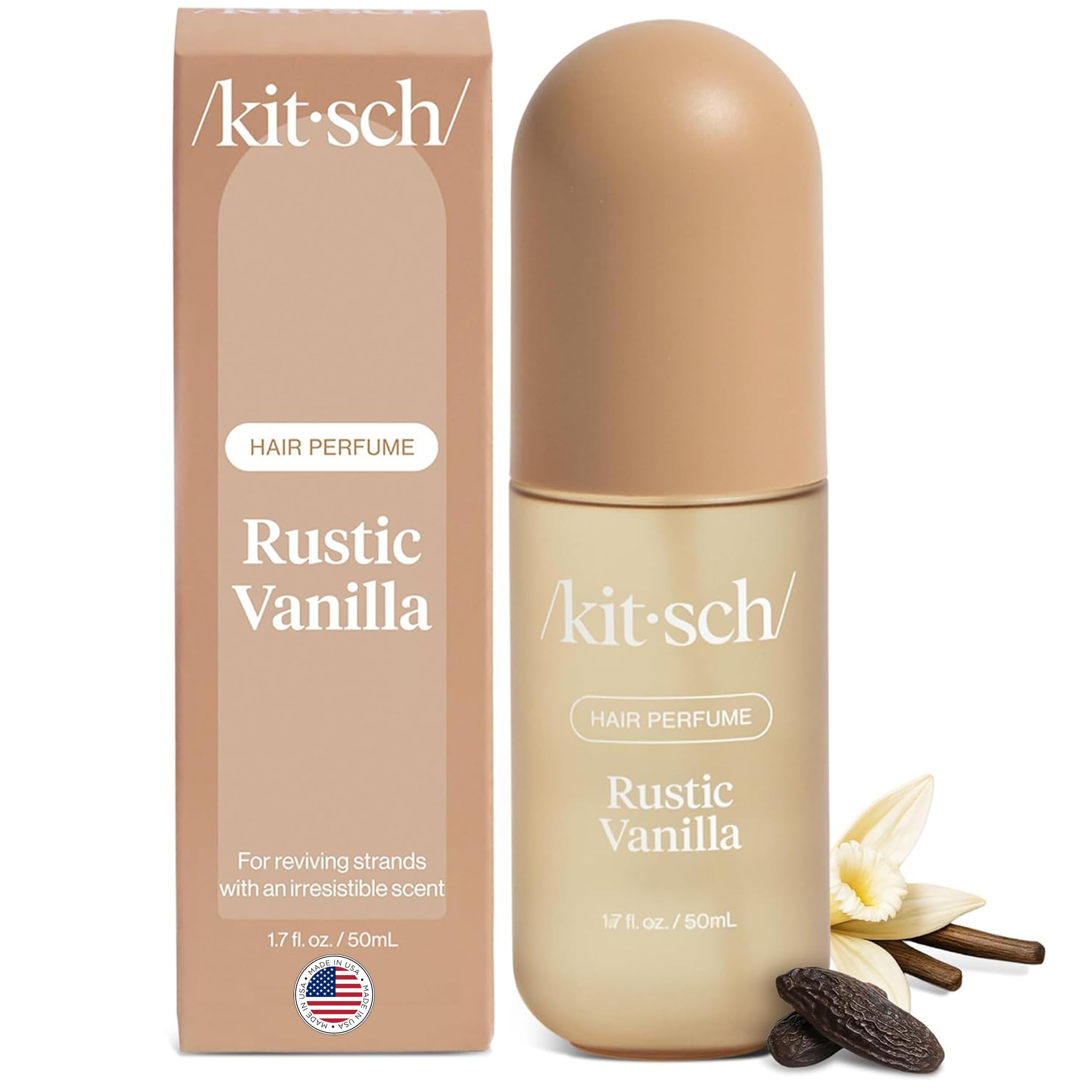 Kitsch Rustic Vanilla – bouteille 50 ml pour parfum capillaire raffiné et durable