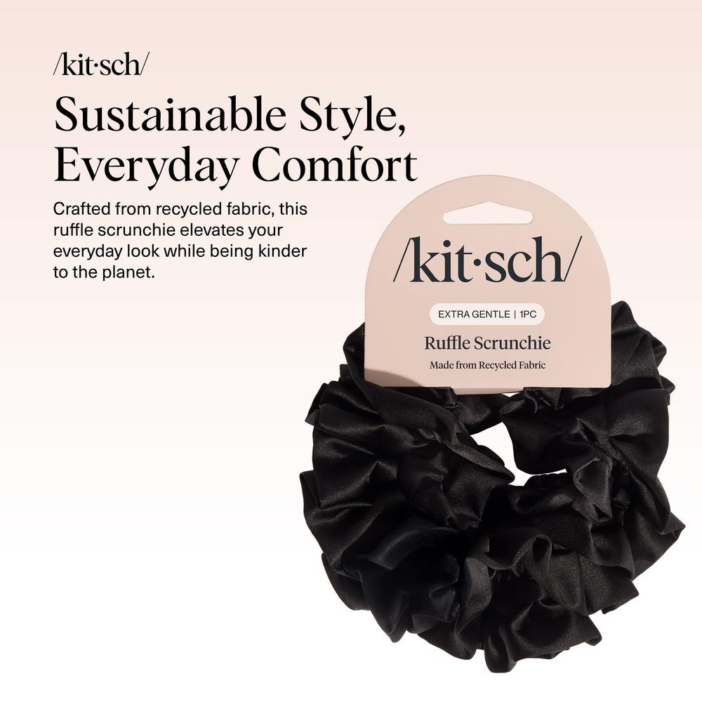 Kitsch satin recyclé offre maintien doux sans tirer les cheveux.