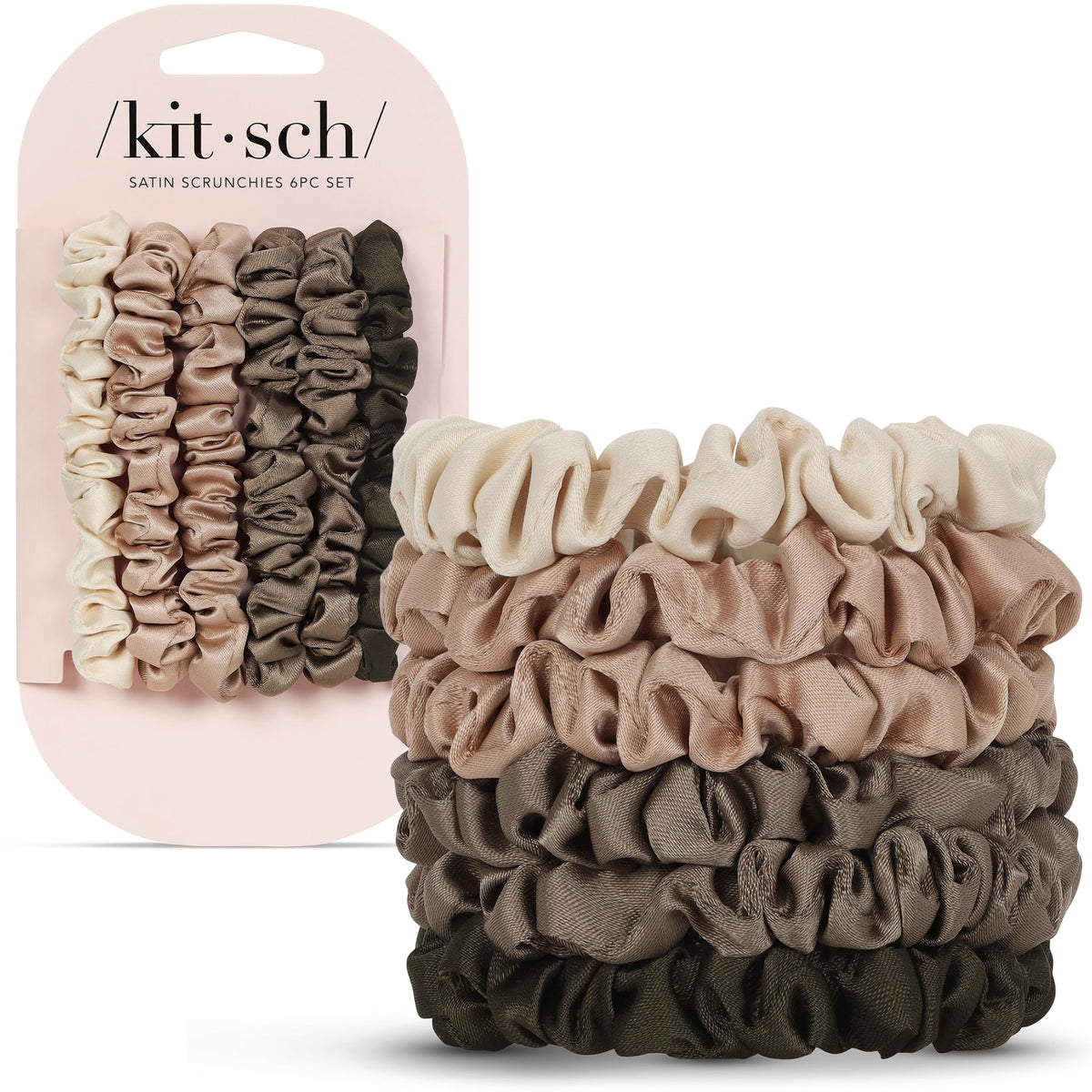 Kitsch scrunchies satinés ultra-petits Éucalyptus, douceur qui réduit les tiraillements capillaires.
