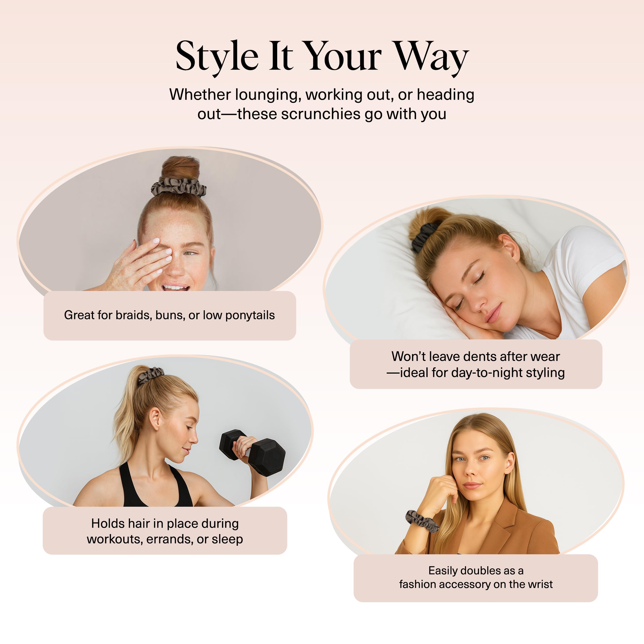 Kitsch Éucalyptus, scrunchie satin ultra-petit, réduit les frottements pour cheveux en bonne santé.