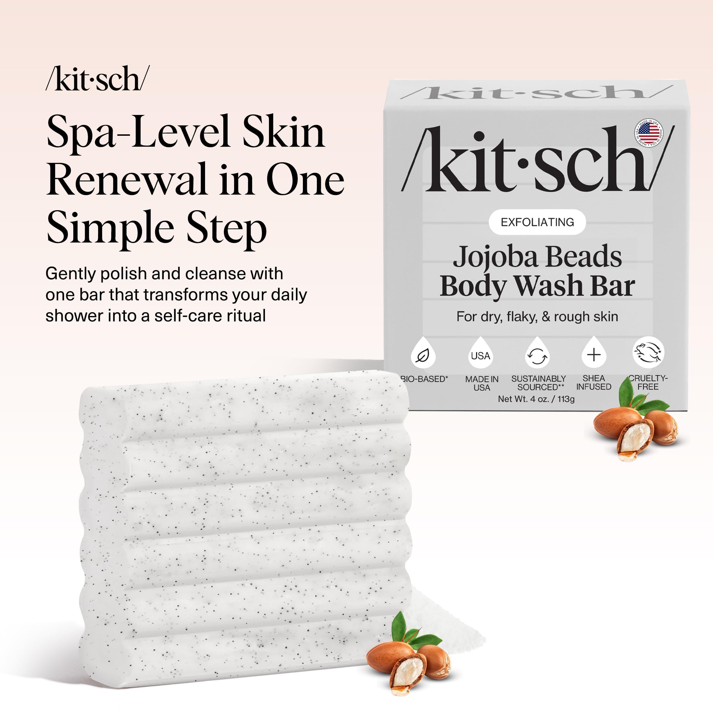 Kitsch Savon-barre karité-aloe: lait crémeux pour hydrater sans dessèchement.