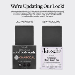Kitsch Savon Charbon Barre Douche – texture détaillée révélant une pâte sombre et purifiante.