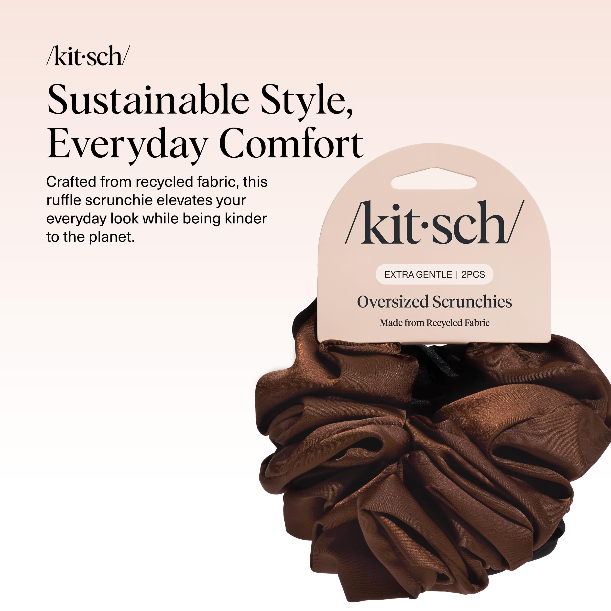 Kitsch scrunchies satin recyclé oversize chocolat, style audacieux et confort longue durée.