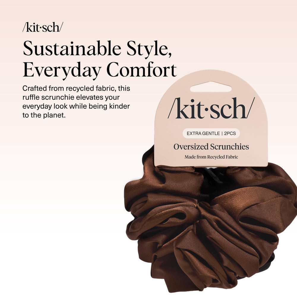 Kitsch scrunchies satin recyclé oversize chocolat, style audacieux et confort longue durée.