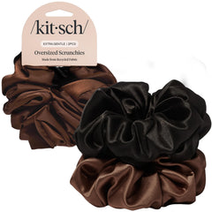 Kitsch scrunchies satin recyclé oversize noir, douceur et tenue sans tirer.