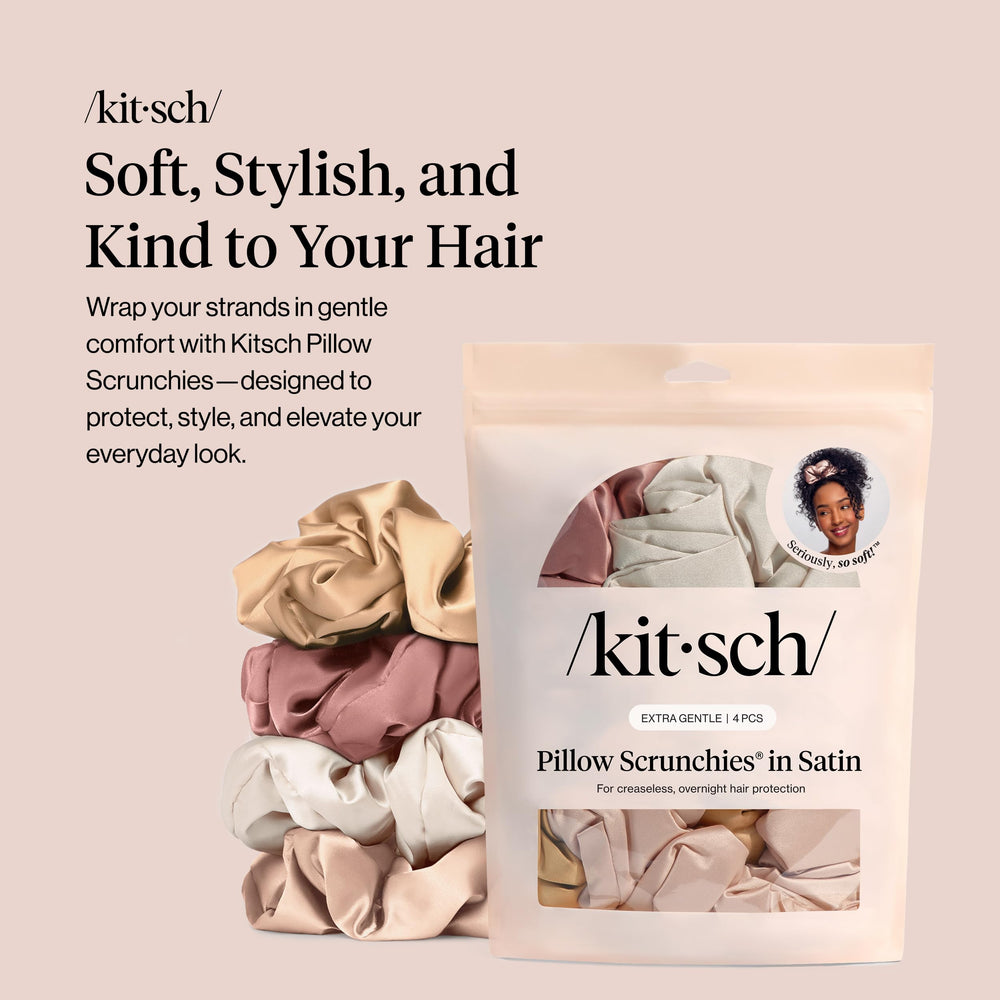 Kitsch scrunchies satin rose – maintien sûr de la queue-de-cheval et confort durable.
